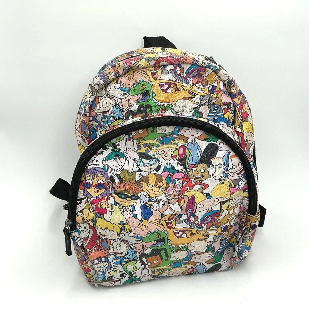 Nickelodeon 90s Nicktoons Characters Collage Mini Backpack Faux Leather FLAW